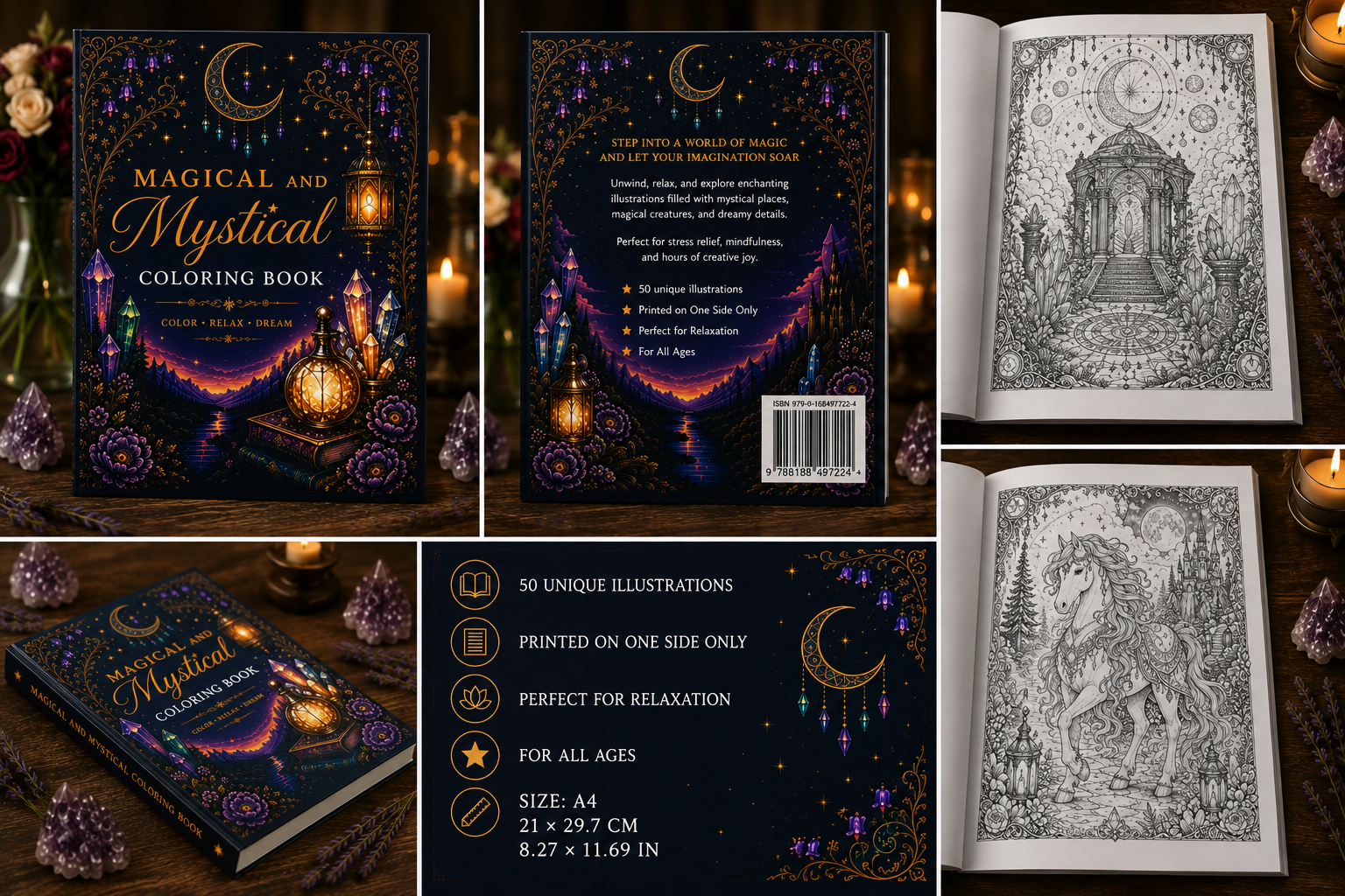 Magical and Mystical Coloring Book for adults